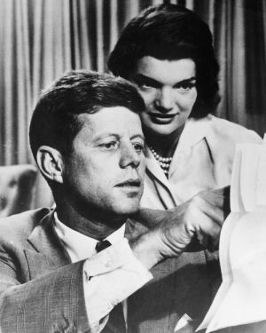 A photo dated 1950's shows John F. Kennedy with hi